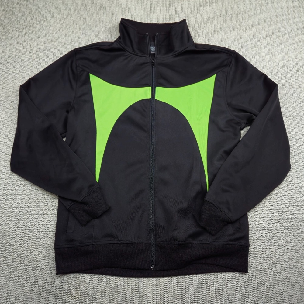 Bleeker & Mercer Track Jacket Mens Large Black Green Full Zip Streetwear Hip Hop